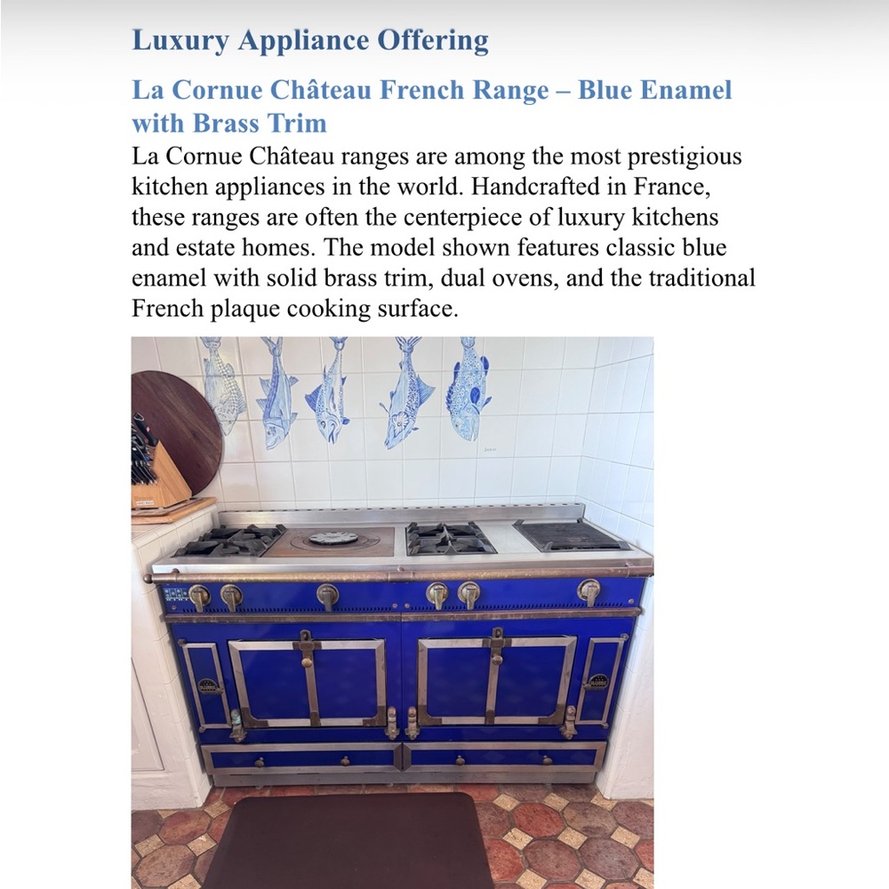 Château French Range - Blue Enamel with Brass Trim